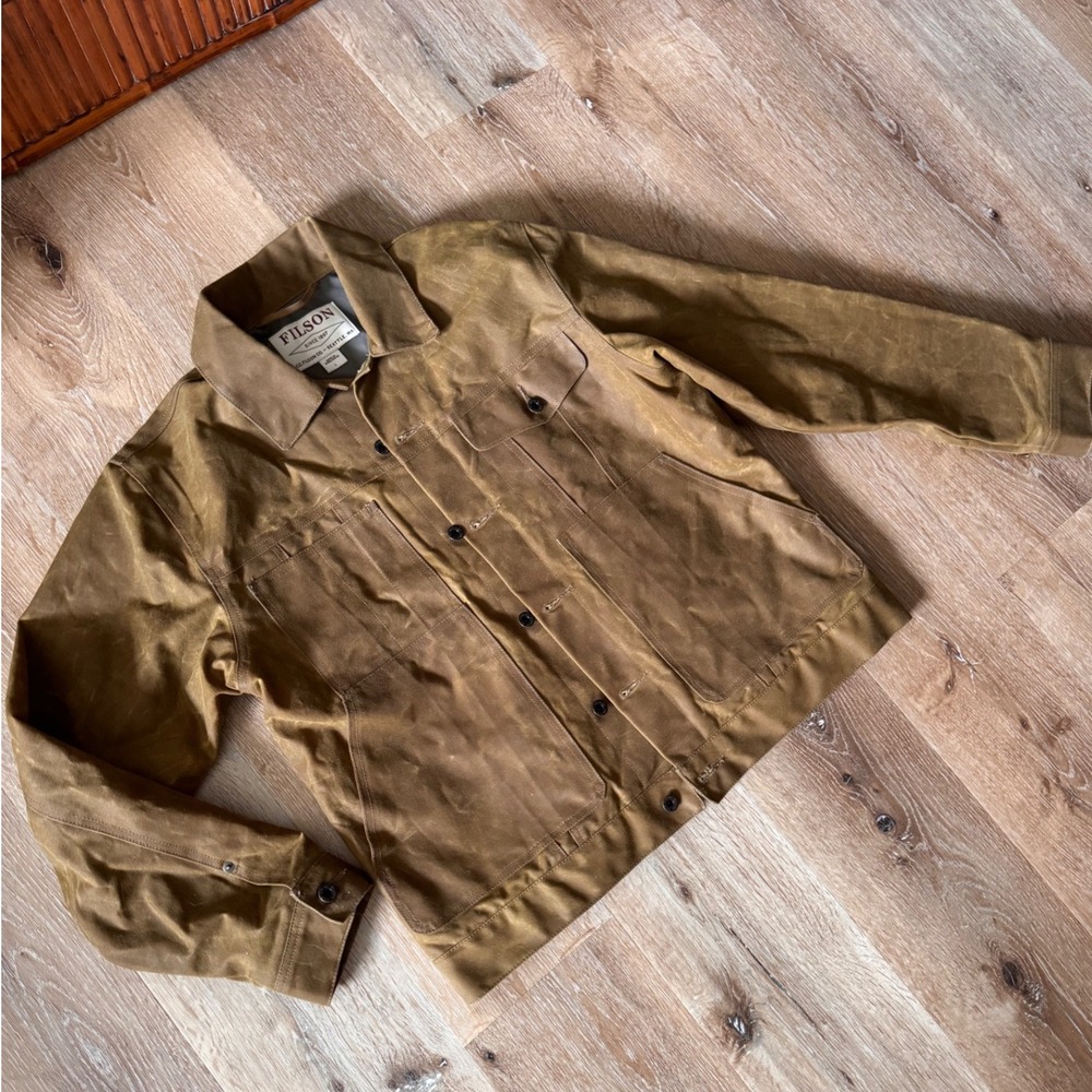Filson Tan Lined Tin Cloth Cruiser Jacket Mens Size L